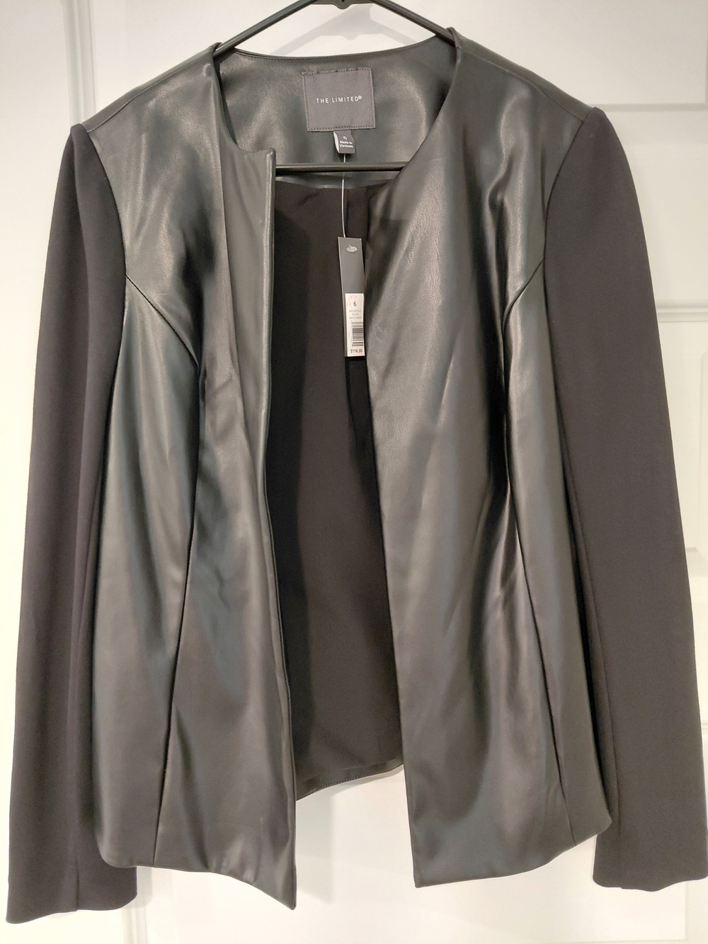 The Limited Black Faux Leather Front Blazer